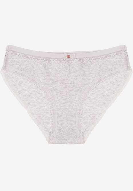 Jasnoszare Majtki Figi z Bawełny Ozdobione Kokardą i Koronką Zeterie