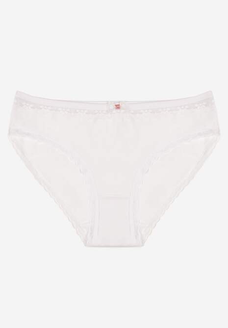 Białe Majtki Figi z Bawełny Ozdobione Kokardą i Koronką Zeterie