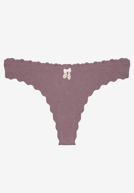 Fioletowe Prążkowane Majtki Stringi z Bawełny Ilweda