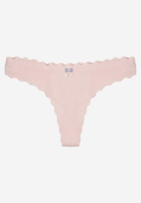 Jasnoróżowe Prążkowane Majtki Stringi z Bawełny Ilweda