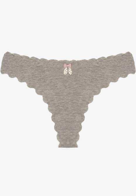 Szare Prążkowane Majtki Stringi z Bawełny Ilweda