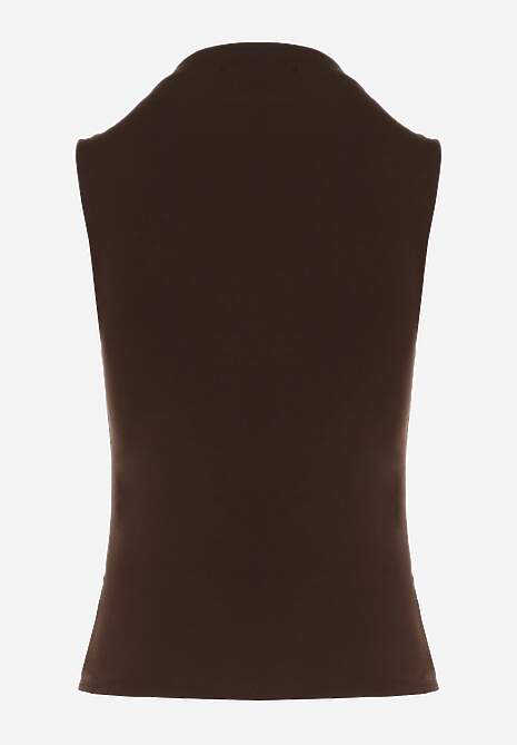 Ciemnobrązowy Dopasowany Top z Bawełny z Półgolfem Unellesa 7