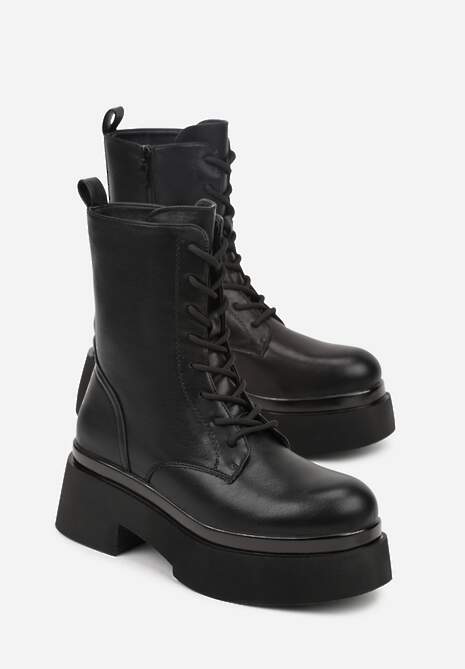 Czarne Botki Workery na Platformie Tusella 5