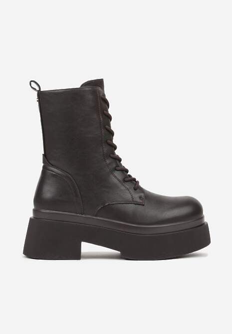 Brązowe Botki Workery na Platformie Tusella 4