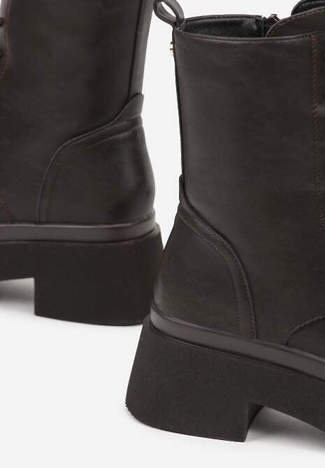 Brązowe Botki Workery na Platformie Tusella 6