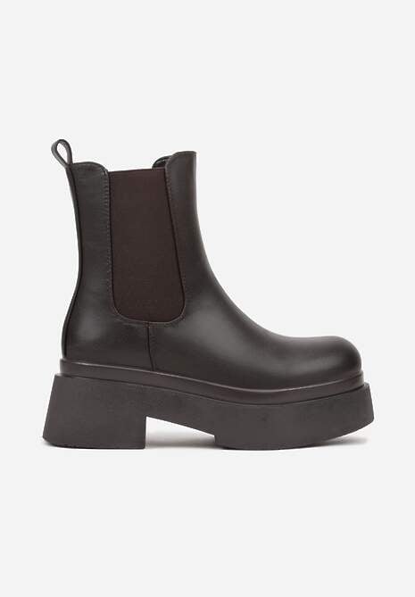 Brązowe Botki Sztyblety na Platformie Tevirka 4