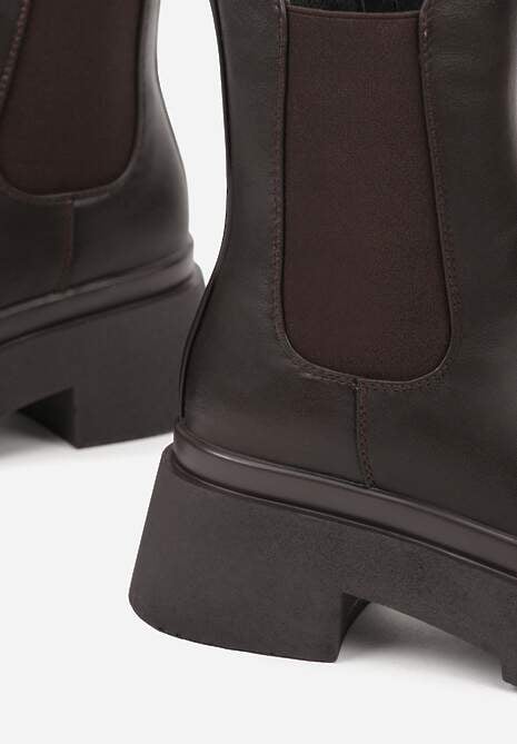 Brązowe Botki Sztyblety na Platformie Tevirka 6