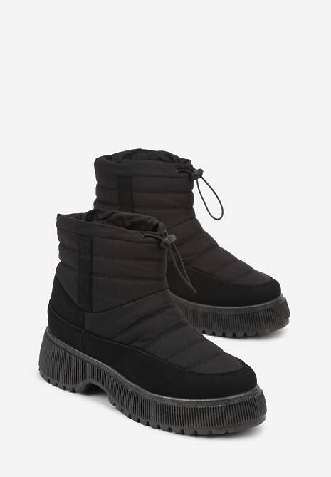 Czarne Pikowane Śniegowce ze Ściągaczem Monivella 5