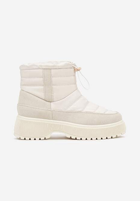 Beżowe Pikowane Śniegowce ze Ściągaczem Monivella 4