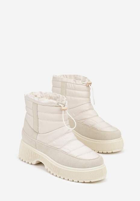 Beżowe Pikowane Śniegowce ze Ściągaczem Monivella 5