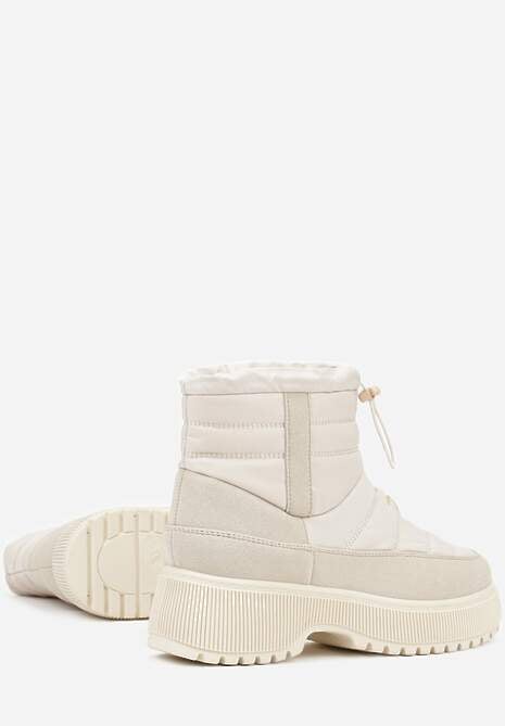 Beżowe Pikowane Śniegowce ze Ściągaczem Monivella 7