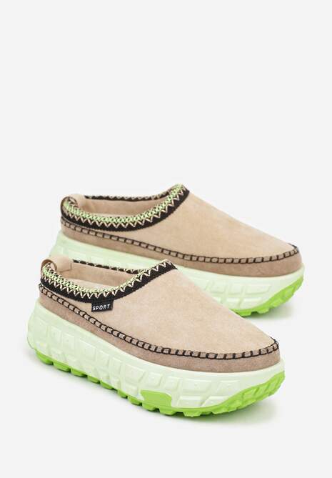 Zielone Śniegowce na Platformie z Tłoczeniem i Niską Cholewką Violova 5