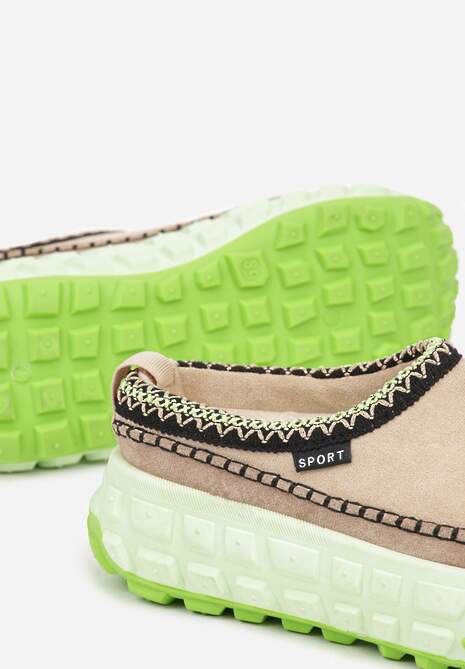 Zielone Śniegowce na Platformie z Tłoczeniem i Niską Cholewką Violova 6