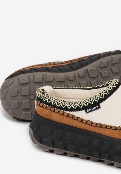 Beżowe Śniegowce na Platformie z Tłoczeniem i Niską Cholewką Violova 6