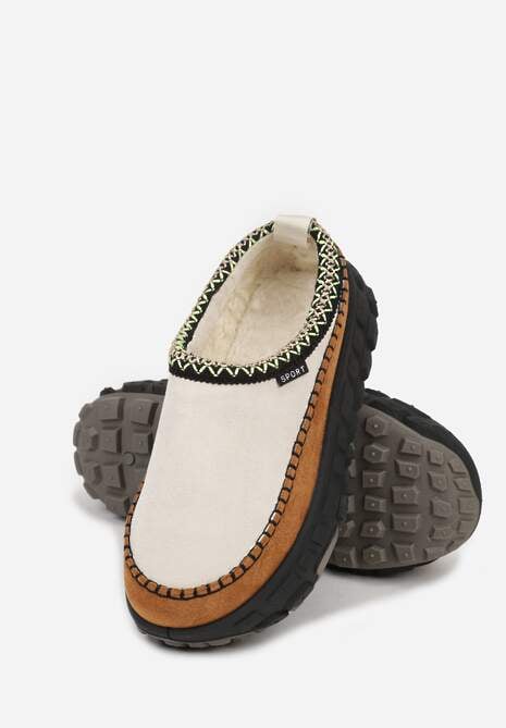 Beżowe Śniegowce na Platformie z Tłoczeniem i Niską Cholewką Violova 7