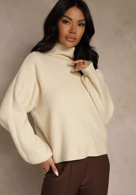 Jasnobeżowy Golf Ozdobiony Ściągaczami Wedena