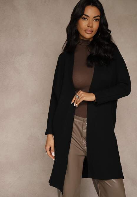 Czarny Niezapinany Casualowy Kardigan Felltusa