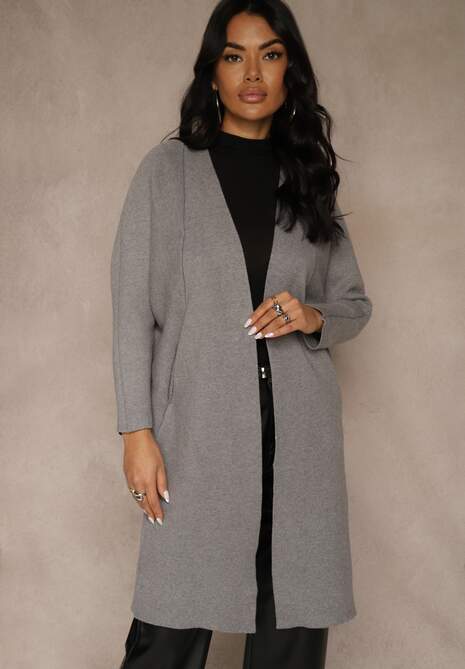 Szary Niezapinany Casualowy Kardigan Felltusa 4