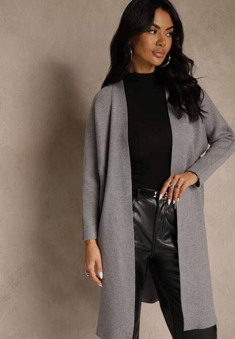 Szary Niezapinany Casualowy Kardigan Felltusa