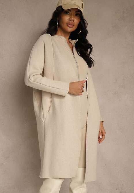 Beżowy Niezapinany Casualowy Kardigan Felltusa