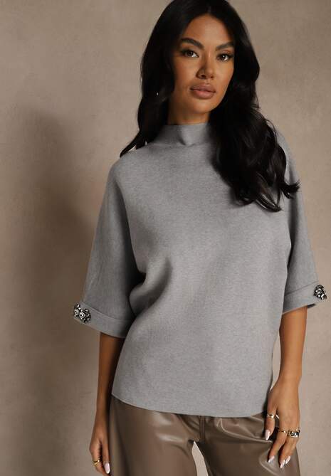 Szary Sweter z Cyrkoniami przy Rękawach Corentusa 4