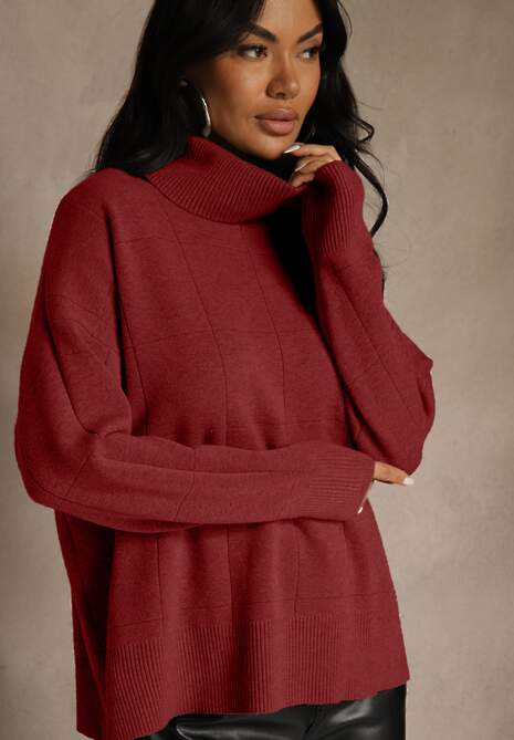 Bordowy Casualowy Golf Tusara 4