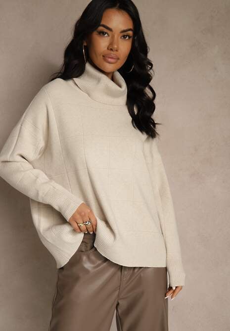 Beżowy Casualowy Golf Tusara 4