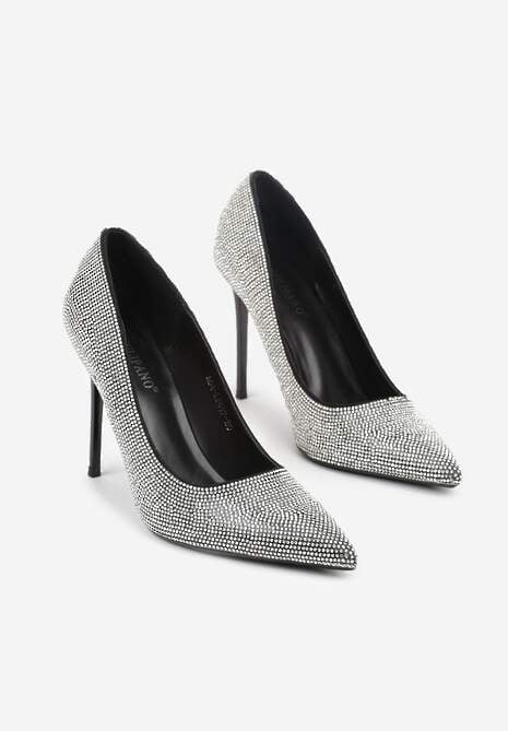 Czarne Eleganckie Szpilki Ozdobione Cyrkoniami Anwedasa 5