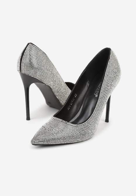 Czarne Eleganckie Szpilki Ozdobione Cyrkoniami Anwedasa 6