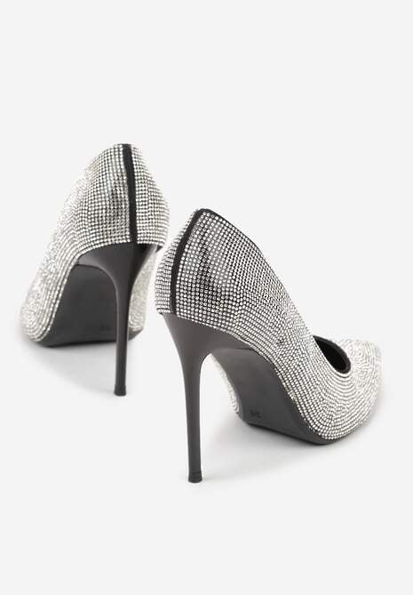 Czarne Eleganckie Szpilki Ozdobione Cyrkoniami Anwedasa 7