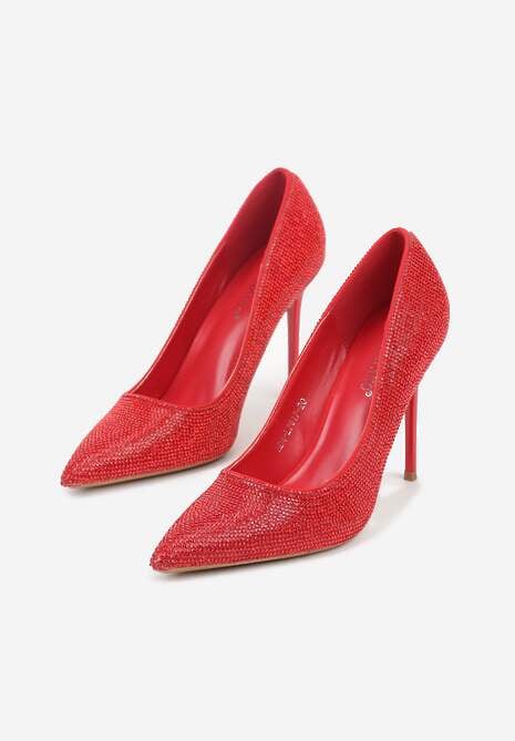 Czerwone Eleganckie Szpilki Ozdobione Cyrkoniami Anwedasa 5