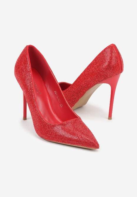 Czerwone Eleganckie Szpilki Ozdobione Cyrkoniami Anwedasa 6
