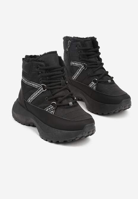 Czarne Sportowe Śniegowce Chunky na Platformie Ishweda 5