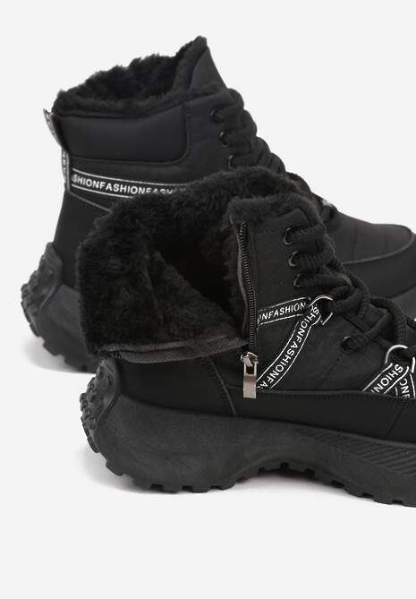 Czarne Sportowe Śniegowce Chunky na Platformie Ishweda 7