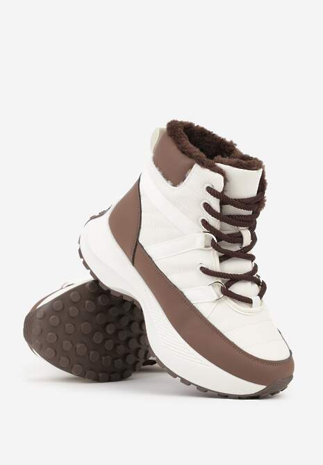 Beżowo-Brązowe Sportowe Śniegowce Chunky na Platformie Ishweda 5
