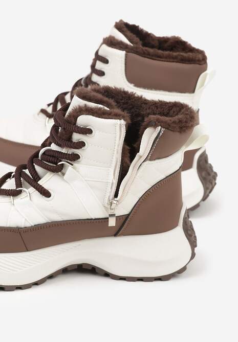 Beżowo-Brązowe Sportowe Śniegowce Chunky na Platformie Ishweda 7