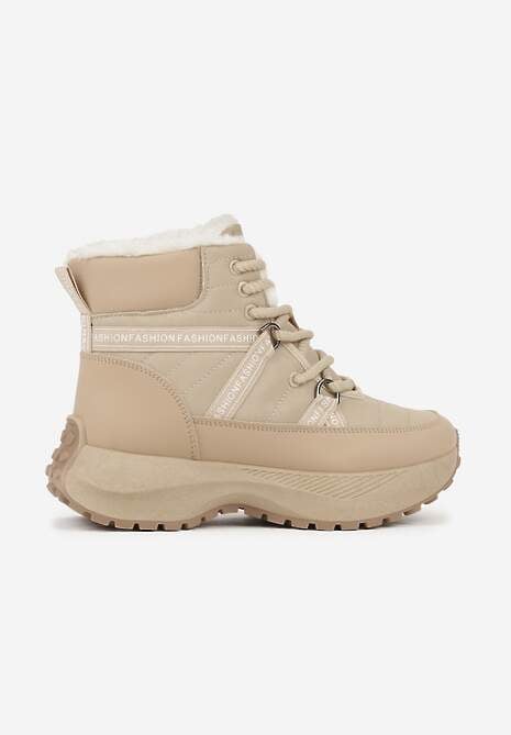 Ciemnobeżowe Sportowe Śniegowce Chunky na Platformie Ishweda 4