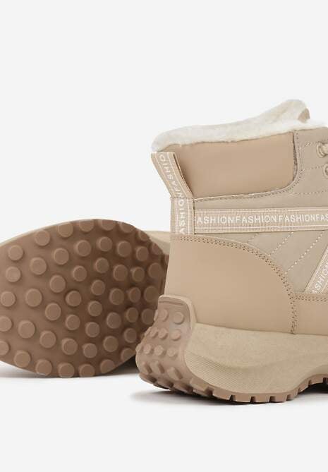 Ciemnobeżowe Sportowe Śniegowce Chunky na Platformie Ishweda 6