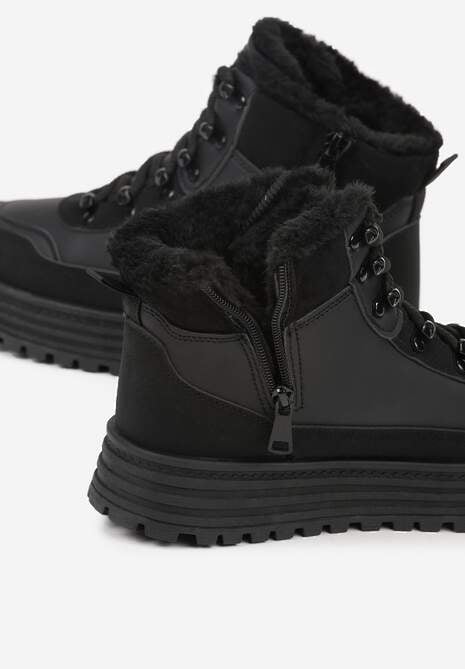 Czarne Sneakersy w Stylu Traperów na Platformie Ewedora 7