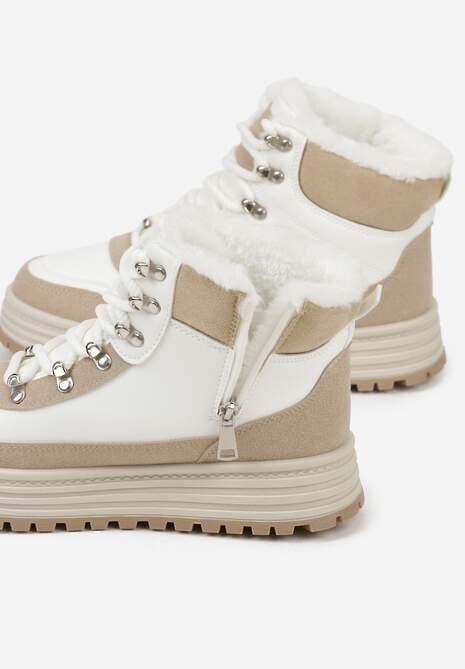 Białe Sneakersy w Stylu Traperów na Platformie Ewedora 7