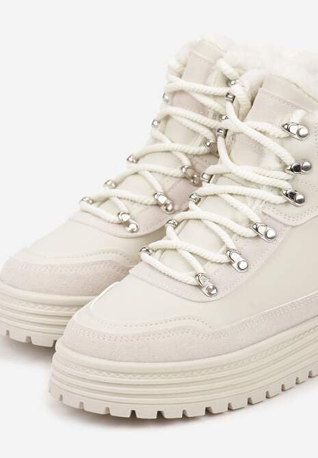 Beżowe Sneakersy w Stylu Traperów na Platformie Ewedora 6