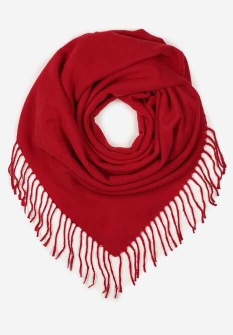 Czerwony Klasyczny Szalik Zakończony Frędzlami Vetiele
