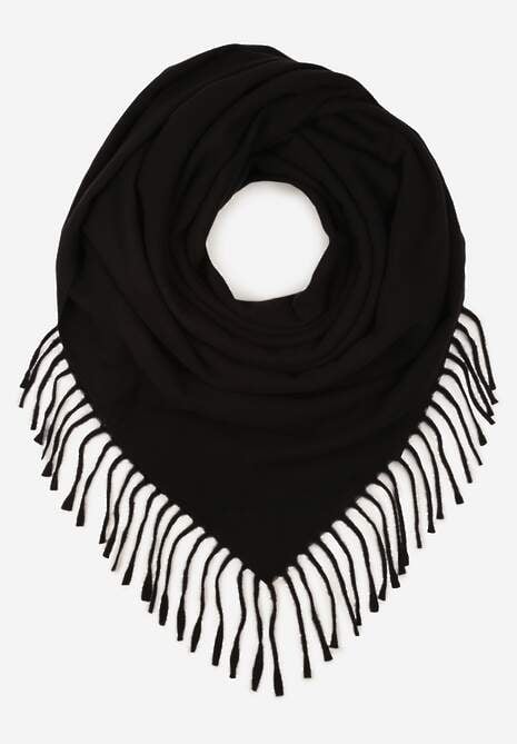 Czarny Klasyczny Szalik Zakończony Frędzlami Vetiele