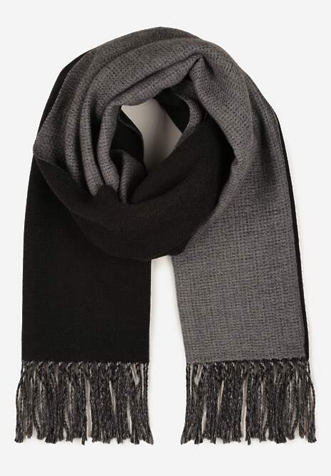 Czarny Szalik z Bawełny i Wiskozy o Klasycznym Fasonie z Frędzlami Vetirosa