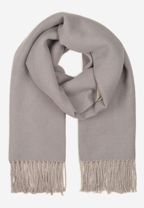 Ciemnoszary Szalik z Bawełny i Wiskozy o Klasycznym Fasonie z Frędzlami Vetirosa