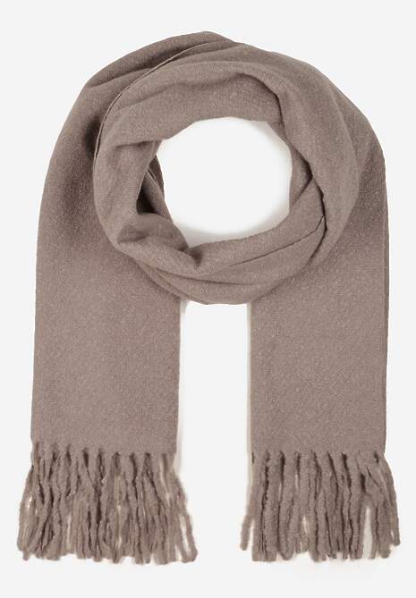 Szary Gładki Szalik z Frędzlami Vetimare