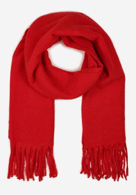 Czerwony Gładki Szalik z Frędzlami Vetimare