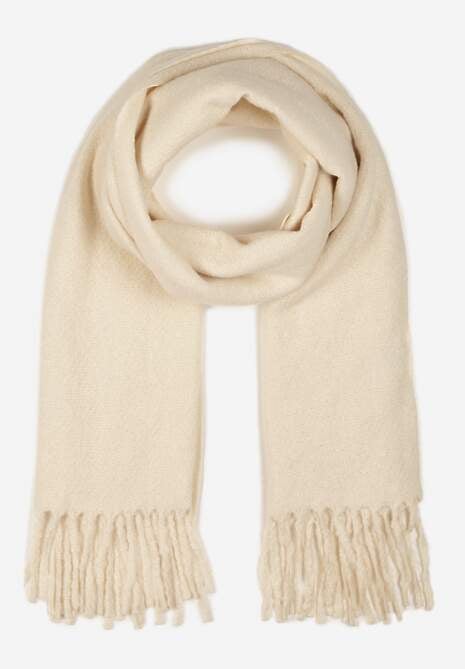Jasnobeżowy Gładki Szalik z Frędzlami Vetimare