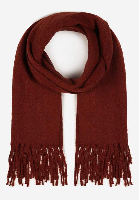 Bordowy Gładki Szalik z Frędzlami Vetimare