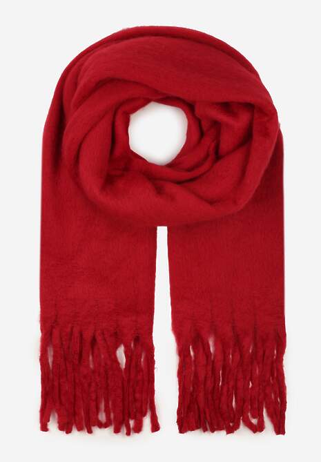 Bordowy Szalik Ozdobiony Frędzlami Owedela